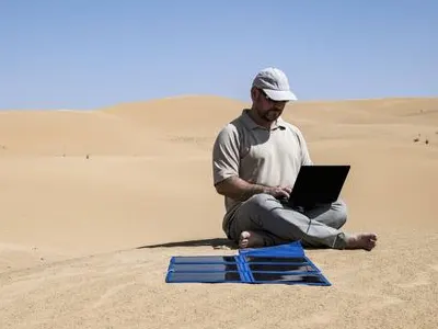 Foldable Solar Panel in the Desert