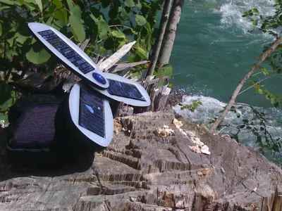 Folding Solar Panel near river