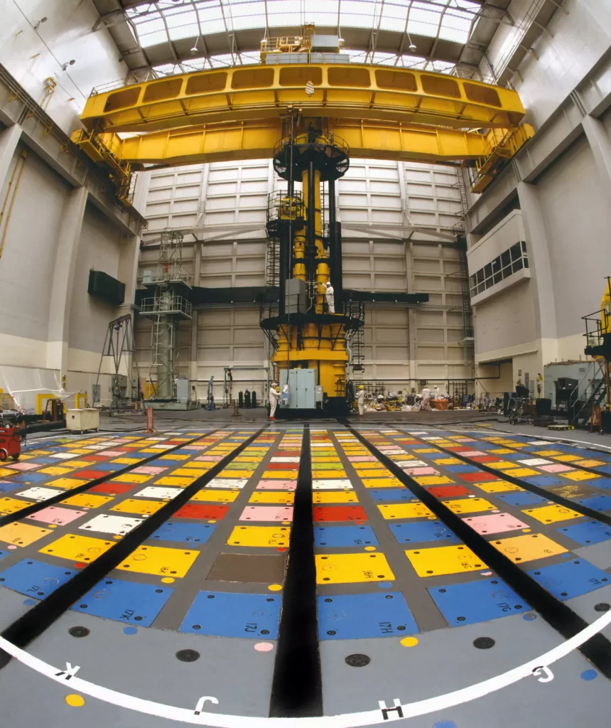 Inside a nuclear reactor are sealed chambers filled with a bundle of fuel rods.