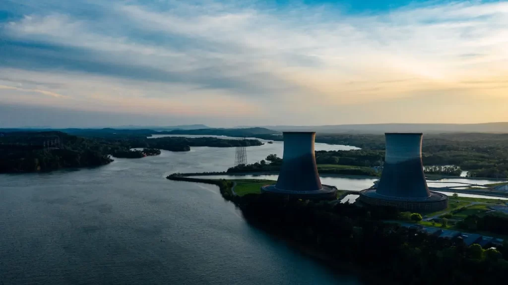 Cooling towers by a river in Tennessee that is popular for recreation