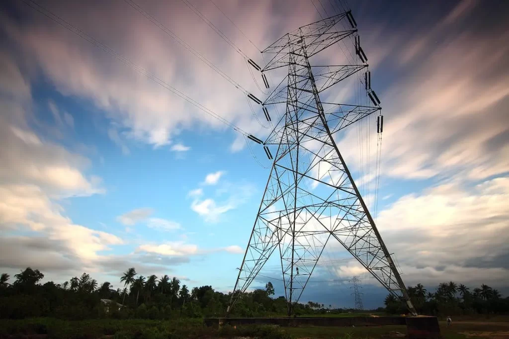 High voltage transmission lines bring electricity to homes and businesses.