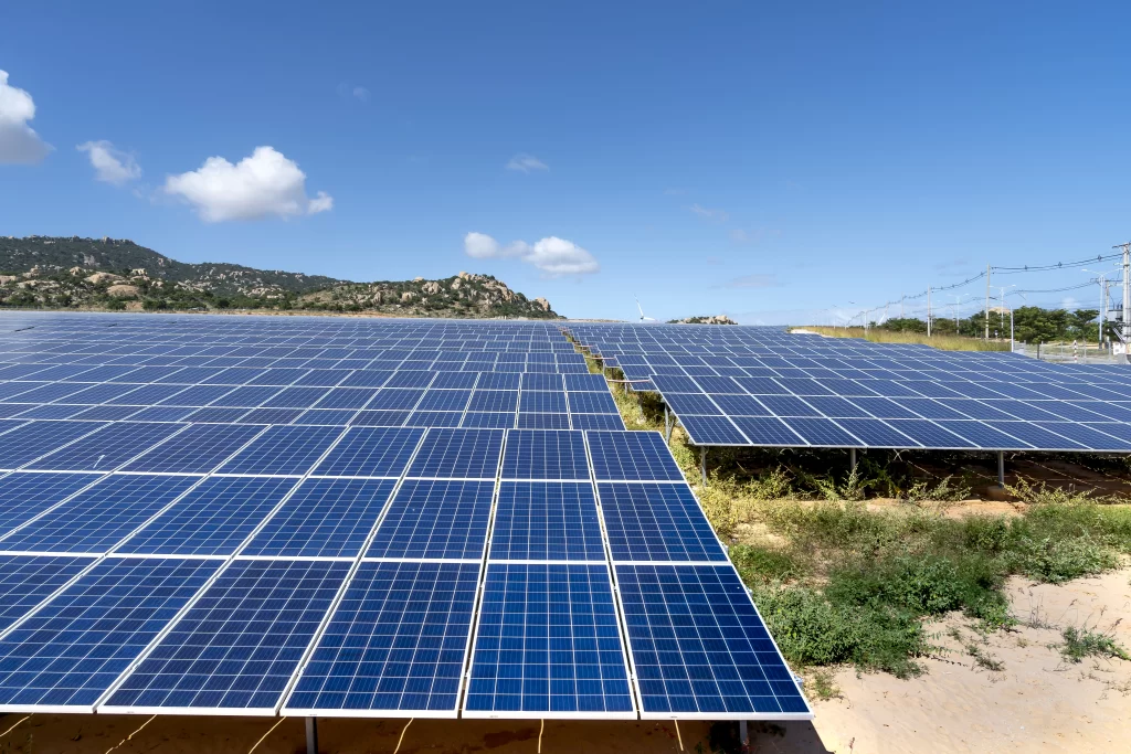Massive solar fields are required to help offset the energy use of small communities or industrial plants.